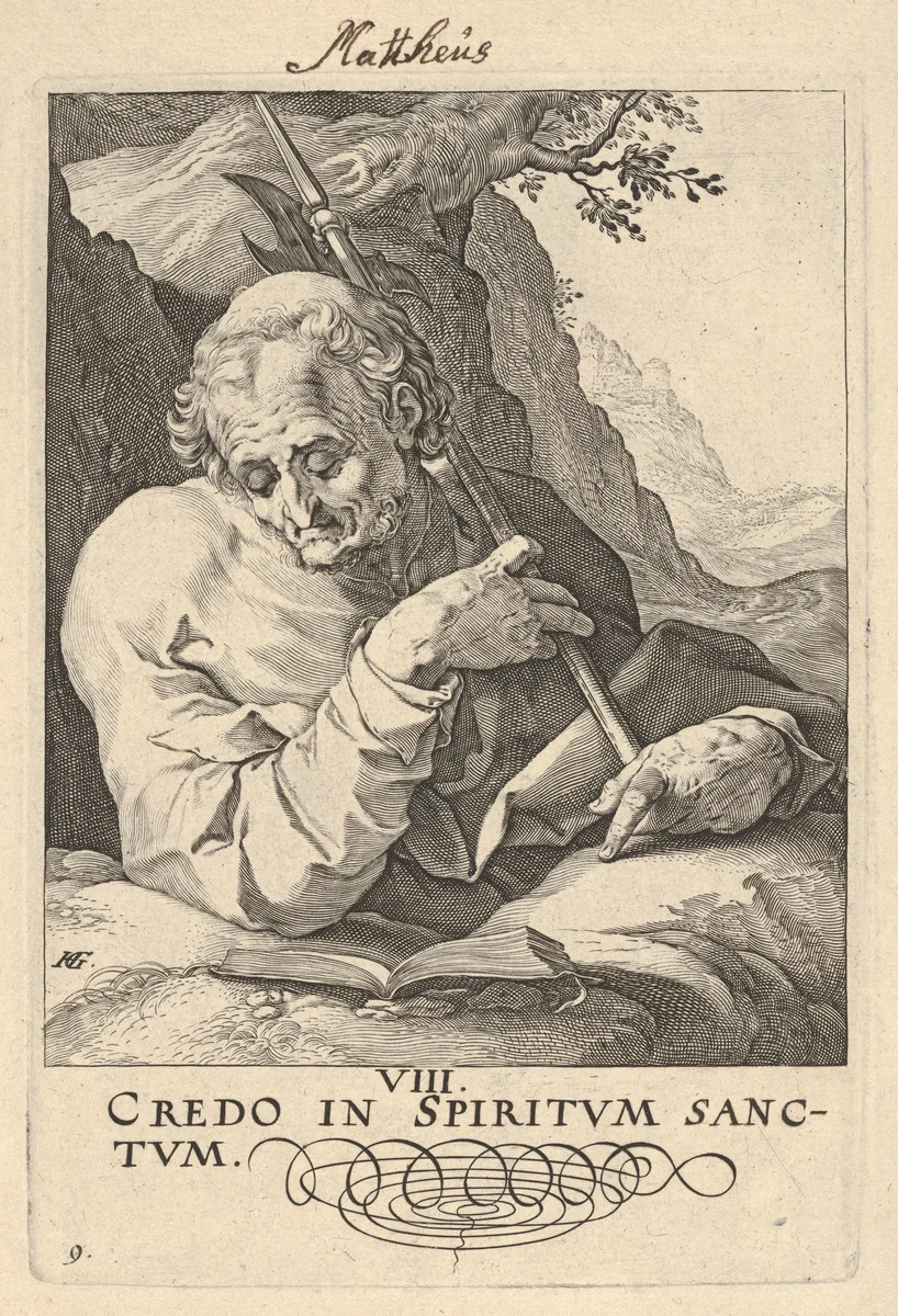 St. Matthew, from "Christ, the Apostles and St. Paul with the Creed" by Hendrick Goltzius, print, 1584-1594