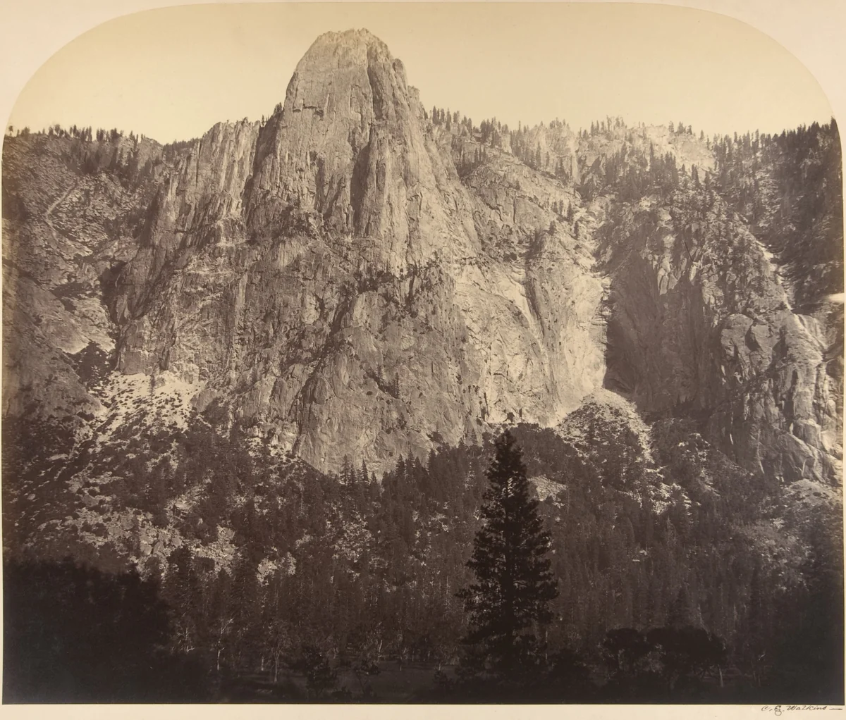 Sentinel. Front View: 3270 Feet. by Carleton E. Watkins, photograph, 1861