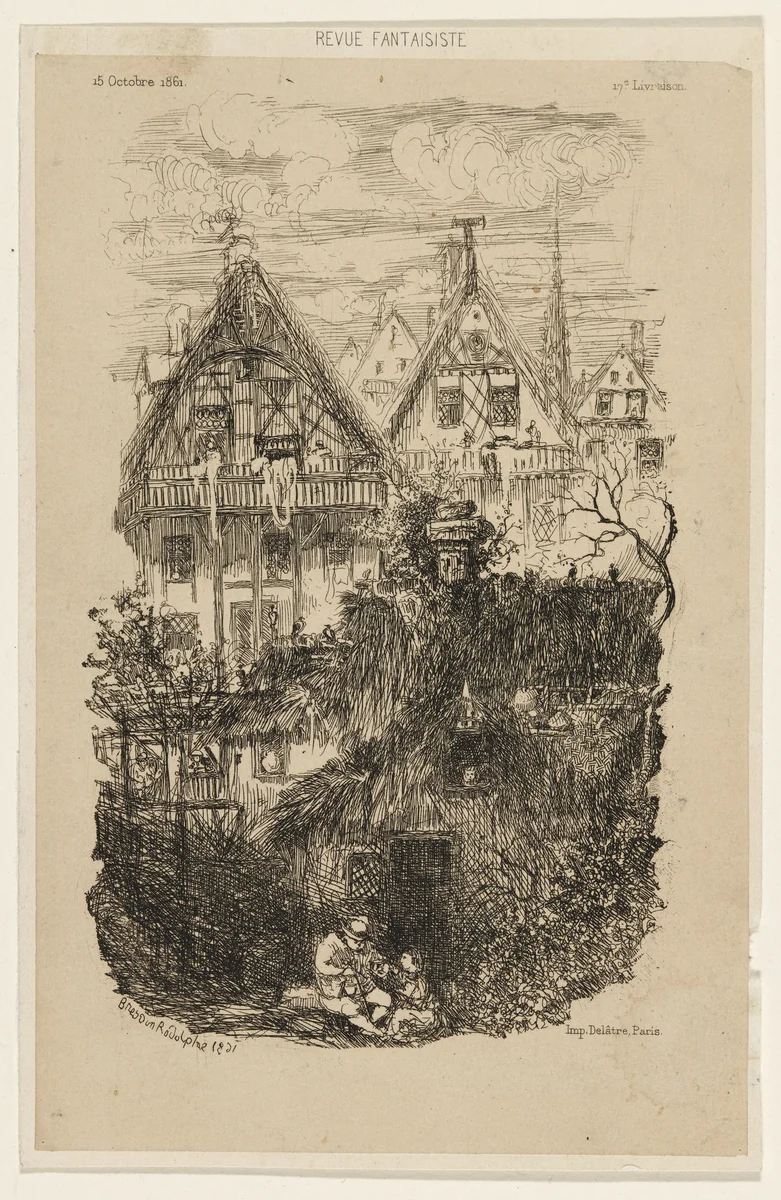 The Wooden House by Rodolphe Bresdin, print, 1861