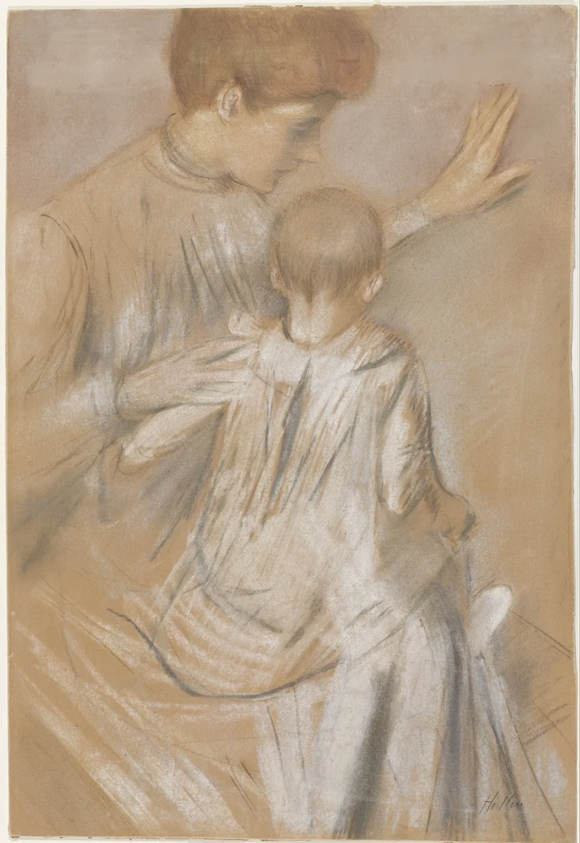 Moeder met kind op schoot by Paul César Helleu, drawing, 1869-1927
