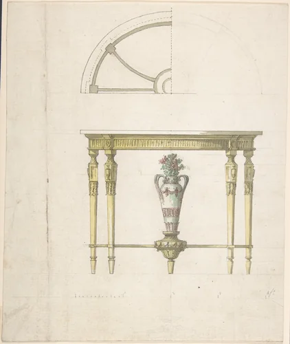 Design for a Console Table by Robert Adam, drawing, 1750-1800