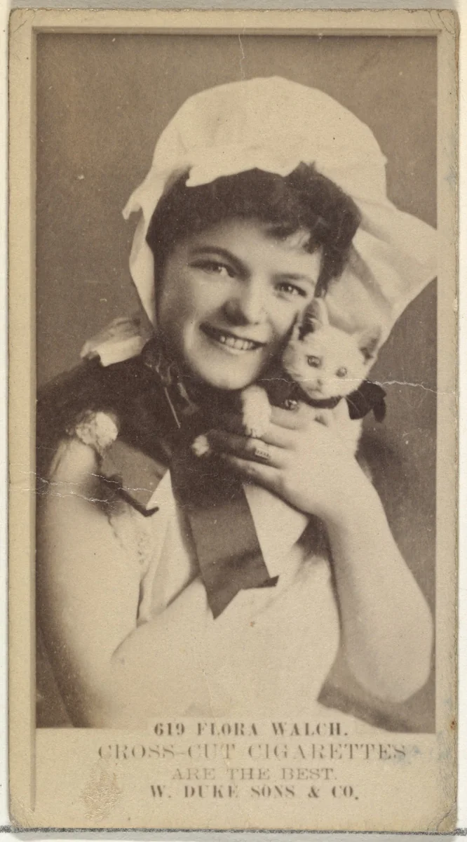 Card Number 619, Flora Walch, from the Actors and Actresses series (N145-3) issued by Duke Sons & Co. to promote Cross Cut Cigarettes by W. Duke, Sons & Co., photograph, 1880-1889