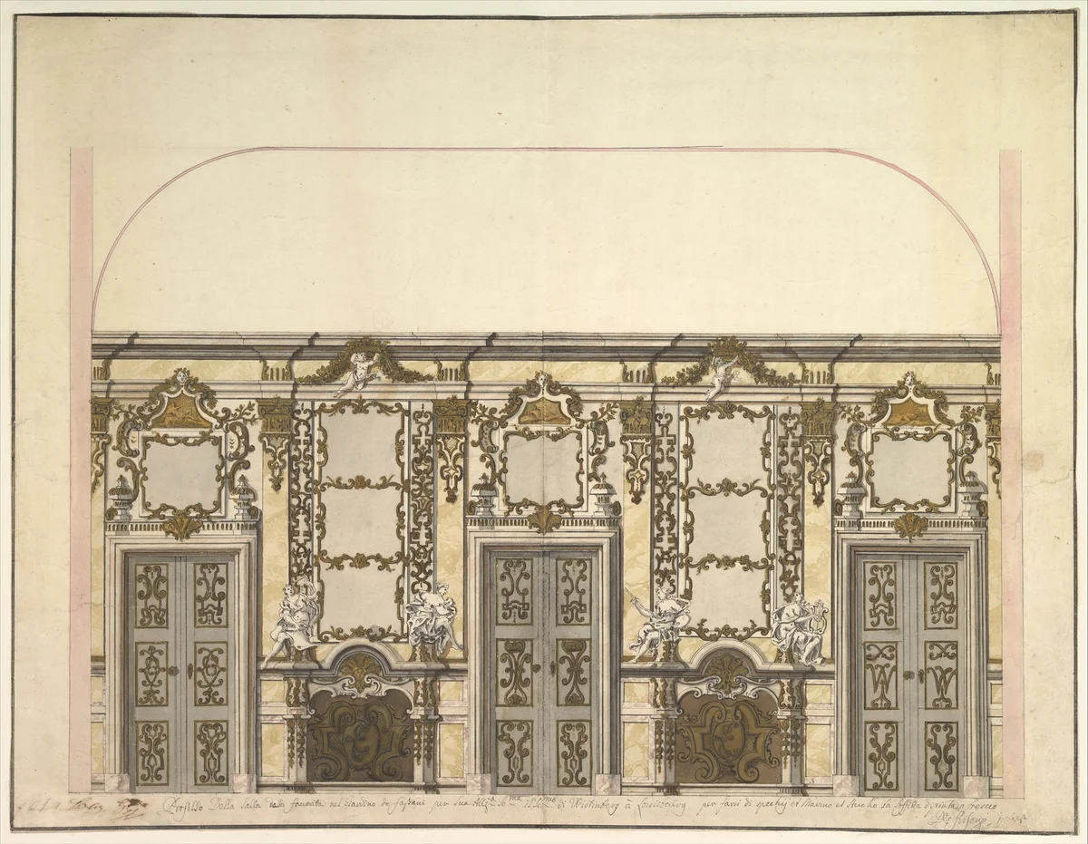 Design for the Salon of the Pleasure Pavilion, Favorita, at Ludwigsburg, 1718 by Donato Giuseppe Frisoni, drawing, 1718