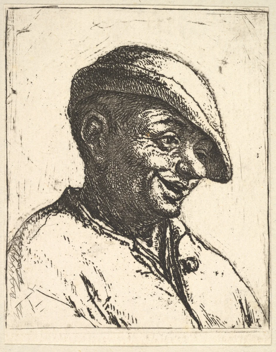 Laughing Peasant by Adriaen van Ostade, print, 1610-1685