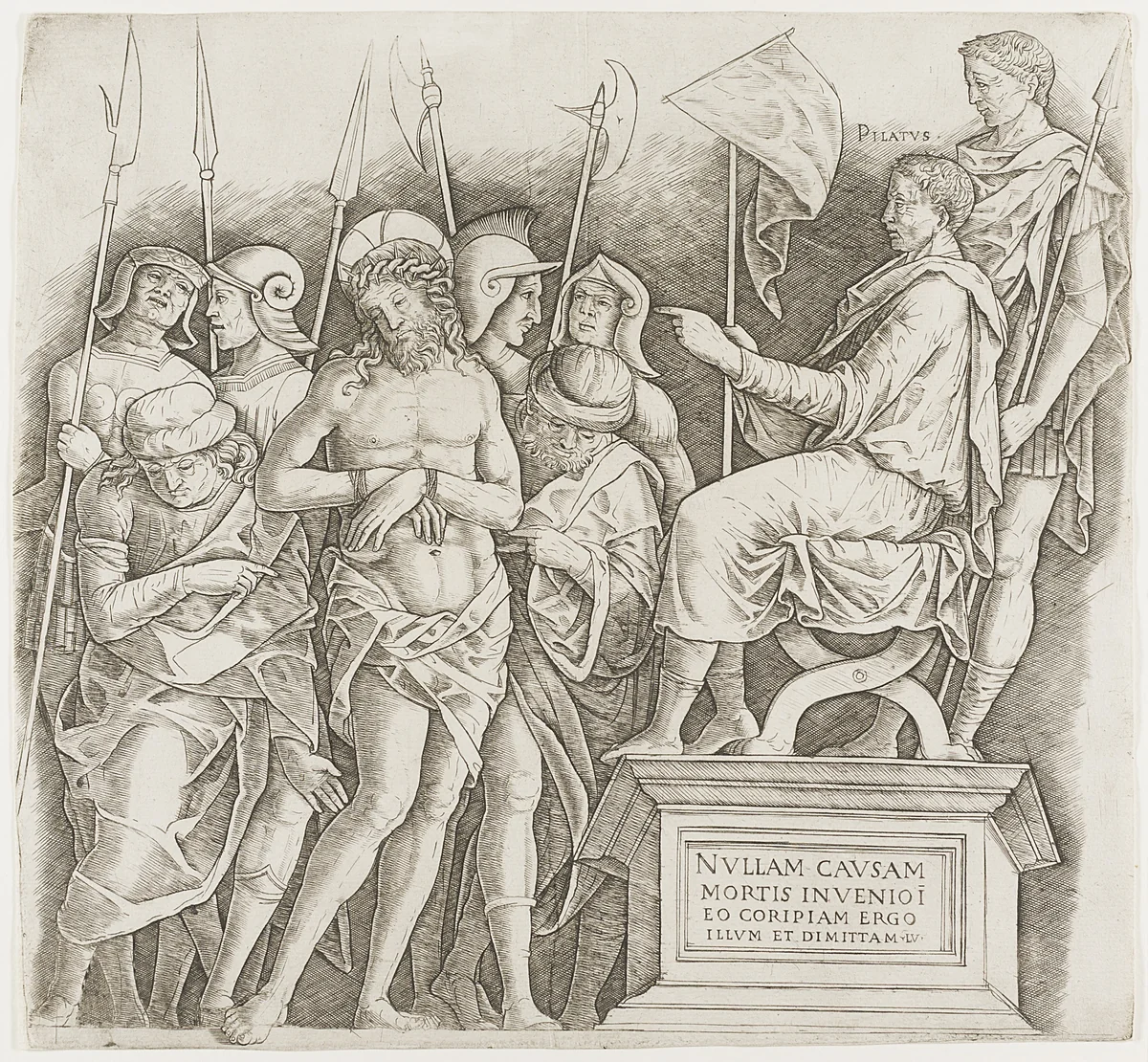 Christ before Pilate by Giovanni Antonio da Brescia, print, 1500-1505