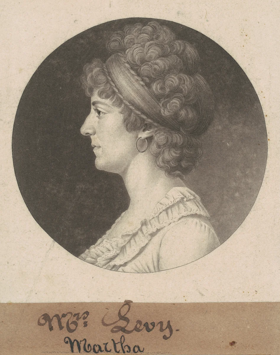Sarah Coates Levy by Charles B. J. Févret de Saint-Mémin, print, 1802