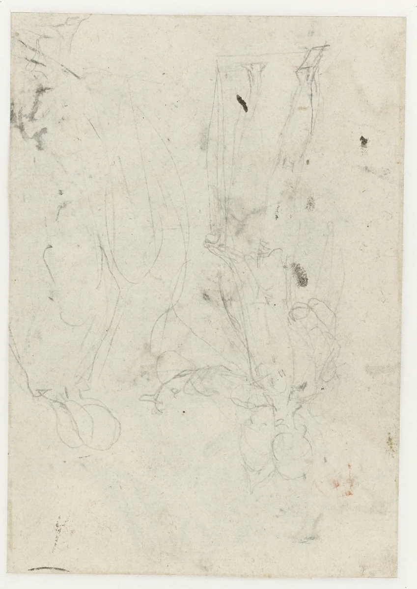 Schets van twee staande figuren by Unknown, drawing, 1556