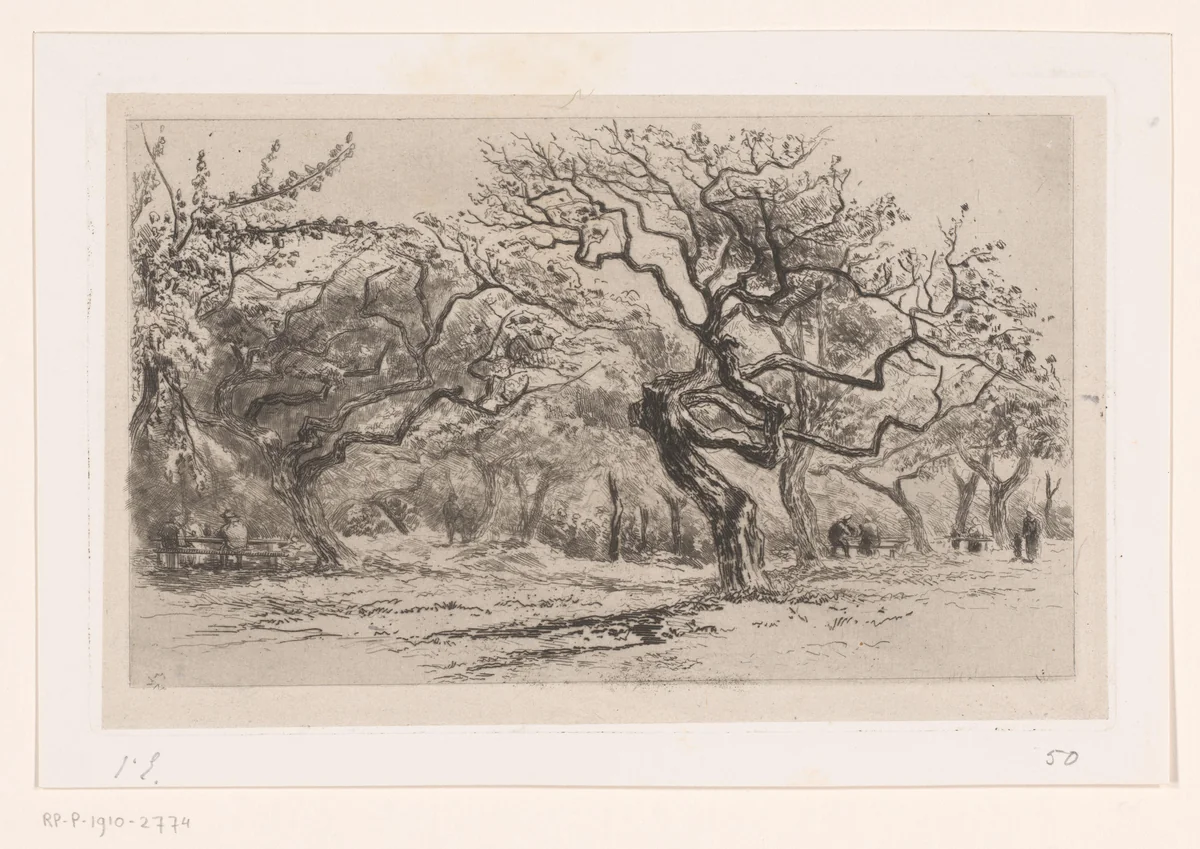 Gezicht op een boomgaard bij Honfleur by Carel Nicolaas Storm van 's-Gravesande, print, 1873