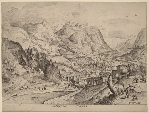 Insidiosus Auceps (The Crafty Bird-Catcher) by Lucas van Doetechum
Johannes van Doetechum
Pieter Bruegel
Hieronymus Cock, print, 1555-1557