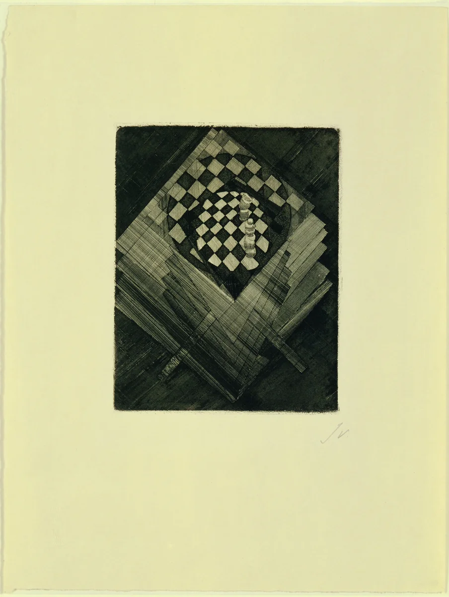 Chess Board (Table d'échecs) from Die Schaffenden by Jacques Villon, print, 1920