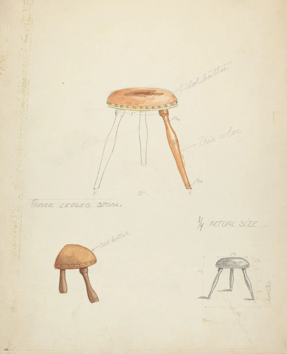 Stool by Lawrence Foster, index of american design, 1935-1942