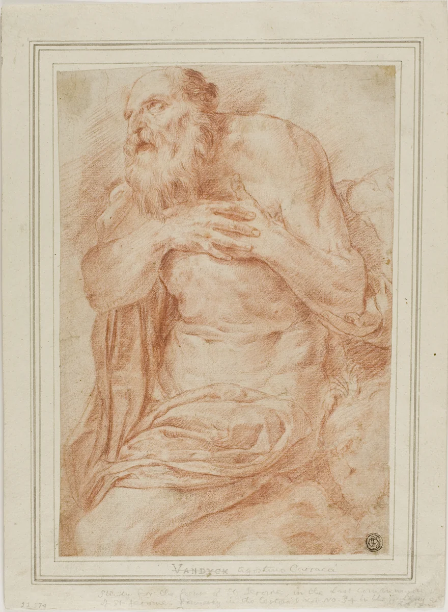 Saint Jerome by Agostino Carracci, drawing, 1590-1602