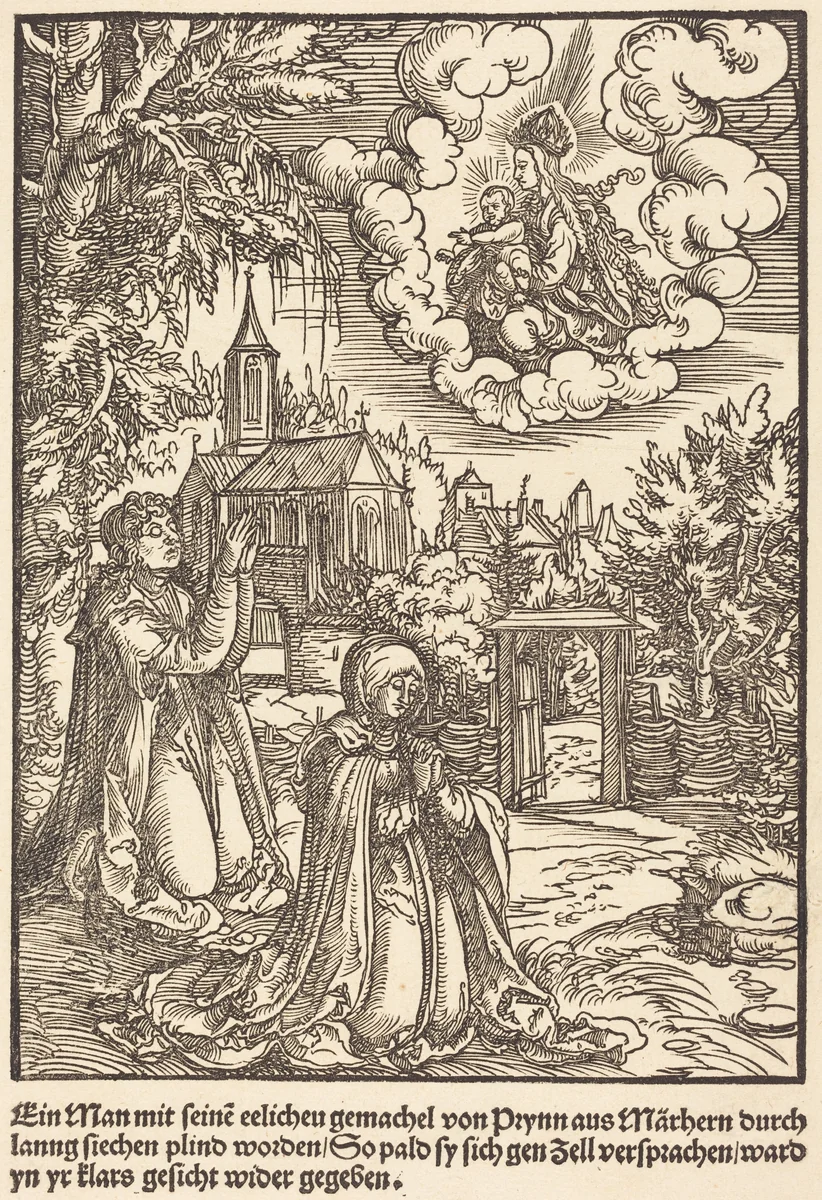 Ein Man mit seine eelicheu gemachel ... by Master of the Miracles of Mariazell, print, 1503