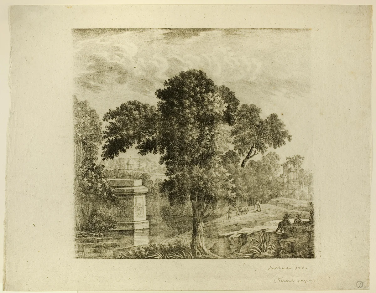 Landscape with Tree by Claude Lorrain, print, 1802