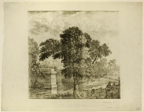 Landscape with Tree by Claude Lorrain, print, 1802