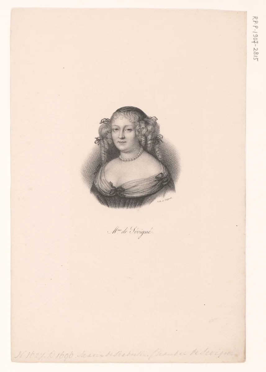 Portret van Madame de Sévigné by anonymous, print, 1818-1842