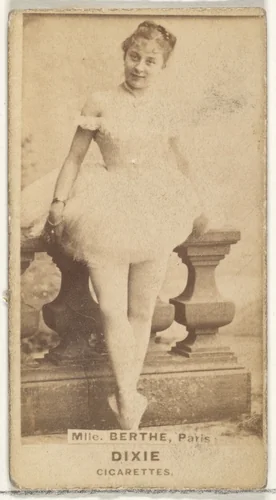 Mlle. Berthe, Paris, from the Actors and Actresses series (N45, Type 1) for Dixie Cigarettes by Allen & Ginter, photograph, 1885-1891