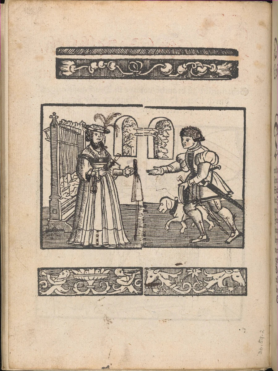 New Modelbüch allen Nägerin u. Sydenstickern (title page verso, 1v) by Hans Hoffman, book, 1556