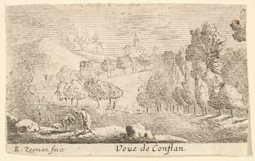 Veüe de Conflans by Reinier Nooms, print, 1635-1669
