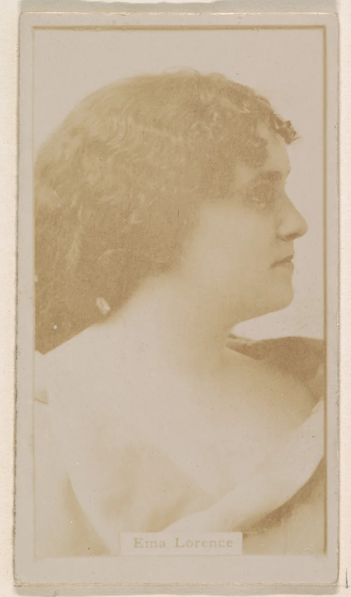Ema Lorence, from the Actresses series (N245) issued by Kinney Brothers to promote Sweet Caporal Cigarettes by Kinney Brothers Tobacco Company, photograph, 1890