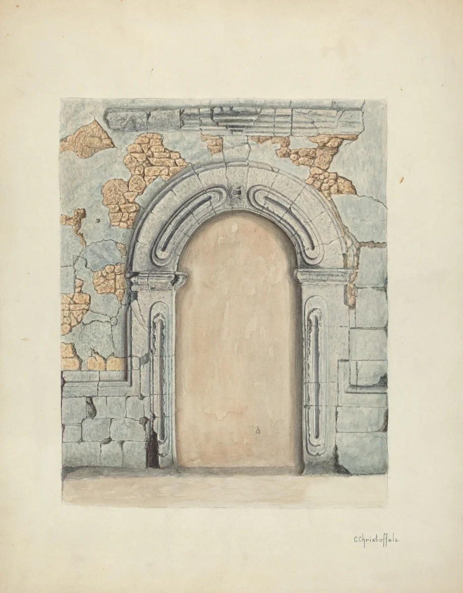 Stone Doorway, Carved by Cornelius Christoffels, index of american design, 1939