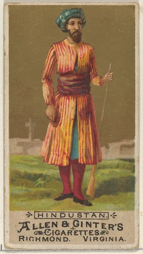 Hindustan, from the Natives in Costume series (N16) for Allen & Ginter Cigarettes Brands by Allen & Ginter, print, 1886