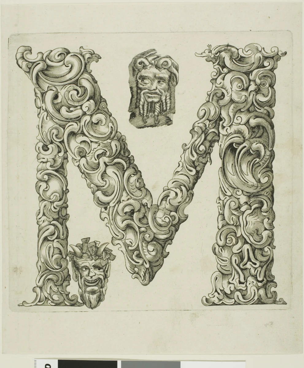 Letter M by Peter Aubry, print, 1630