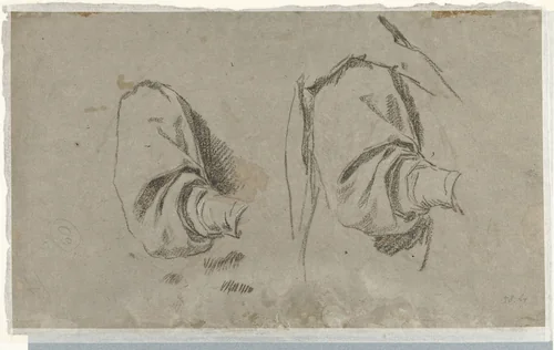 Twee studies van een arm by Unknown, drawing, 1588-1660