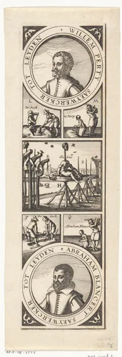 Terechtstelling van Willem Perty en Abraham Blansaert, 1623 by Claes Jansz Visscher, print, 1623