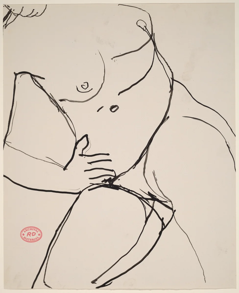 Untitled [nude female torso] by Richard Diebenkorn, drawing, 1955-1967