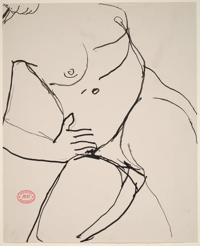 Untitled [nude female torso] by Richard Diebenkorn, drawing, 1955-1967