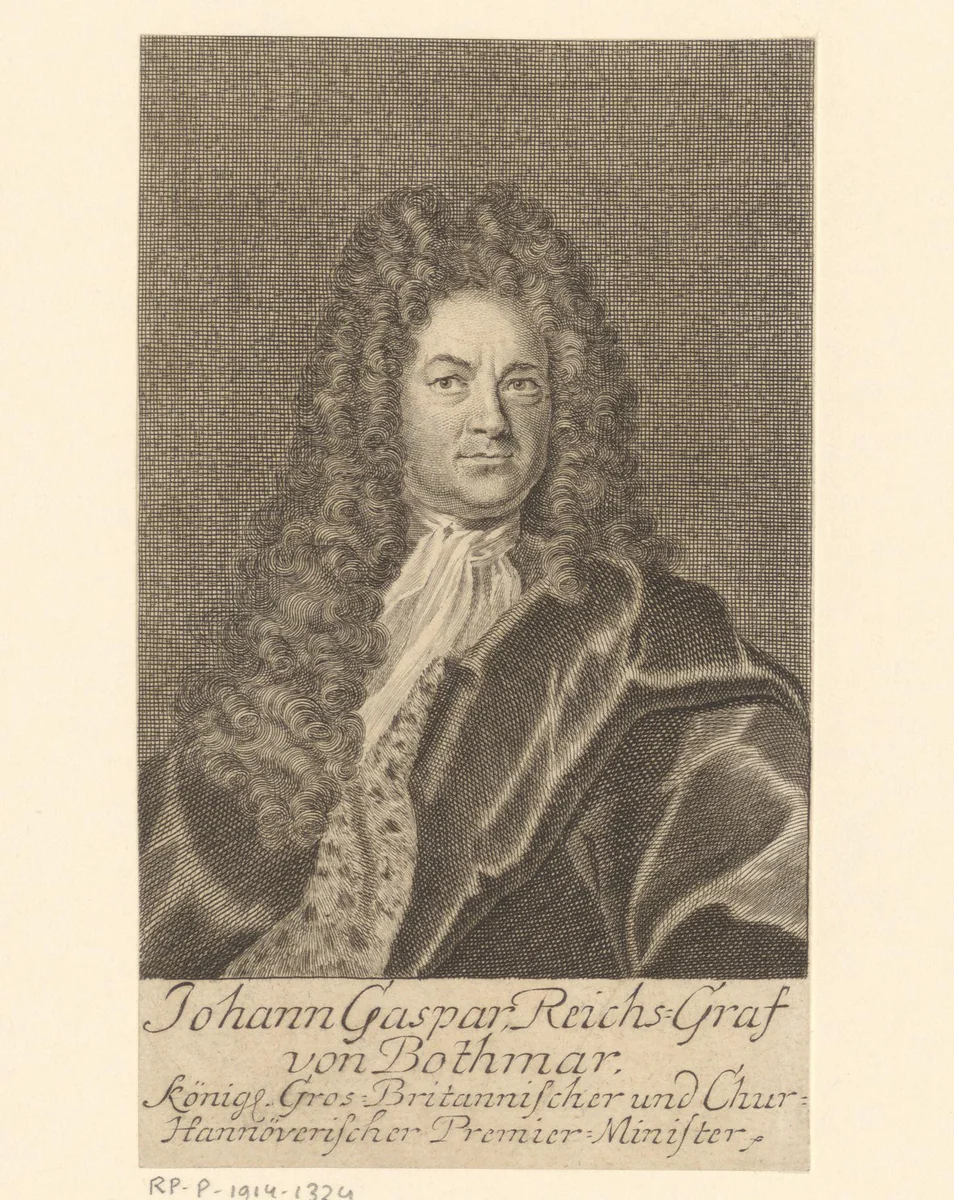 Portret van Johann Caspar von Bothmer by Martin Bernigeroth, print, 1720