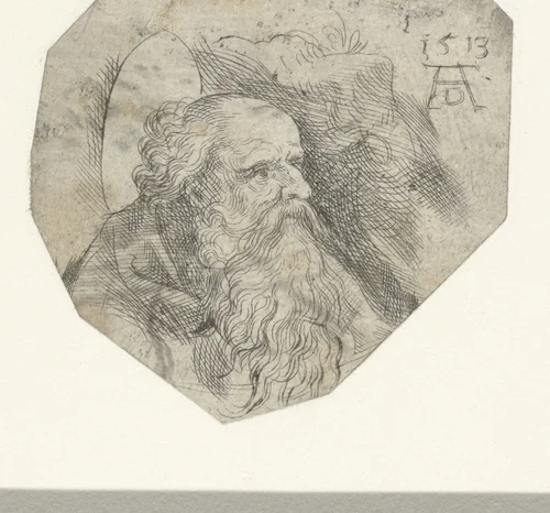 Hoofd van een onbekende mannelijke heilige, mogelijk de H. Hieronymus by anonymous, print, 1513