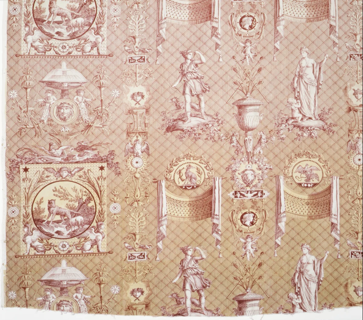 The Wolf and the Lamb (La Fontaine fable) by Jean Baptiste Huet, textile, 1804