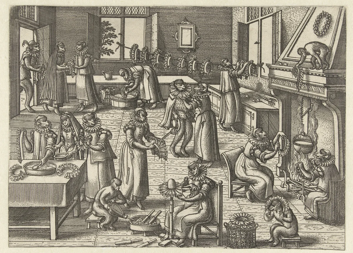 Kragenatelier by Pieter van der Borcht, print, 1545-1608