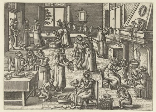 Kragenatelier by Pieter van der Borcht, print, 1545-1608