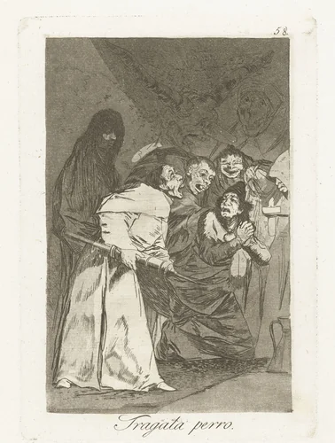 Doorslikken, hond by Francisco de Goya, print, 1797-1799