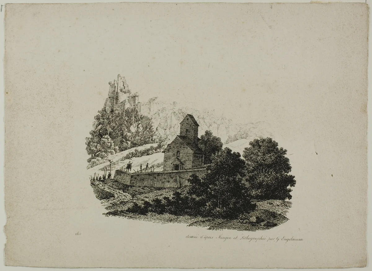 Landscape with Procession by Gottfried Engelmann, print, 1808-1839