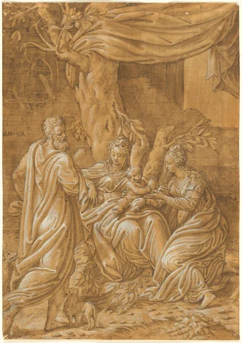 Virgin and Child with Saint Jerome and Mary Magdalene by Antonio Campi, drawing, 1542-1552