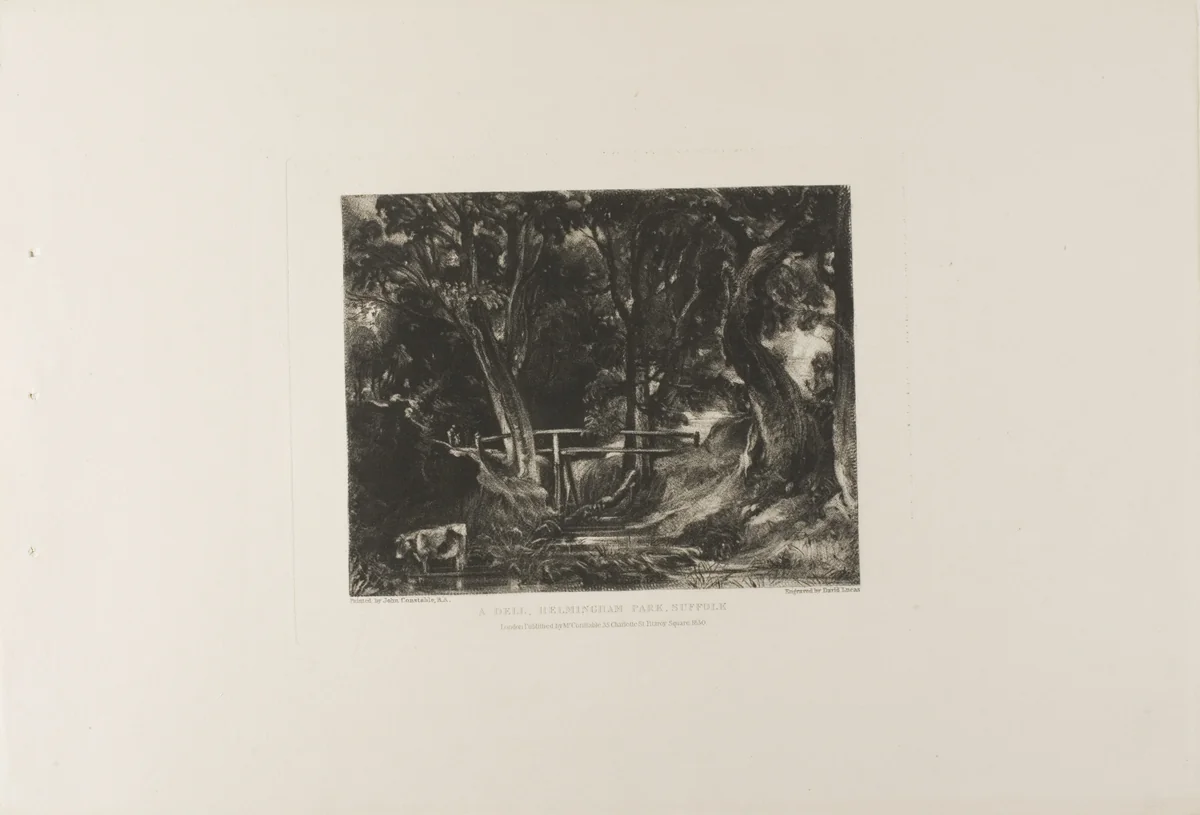 A Dell, Helmingham Park, Suffolk by David Lucas, print, 1830