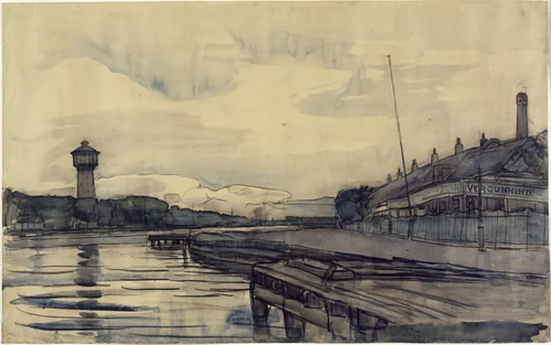 Amstel River by Piet Mondrian, drawing, 1907