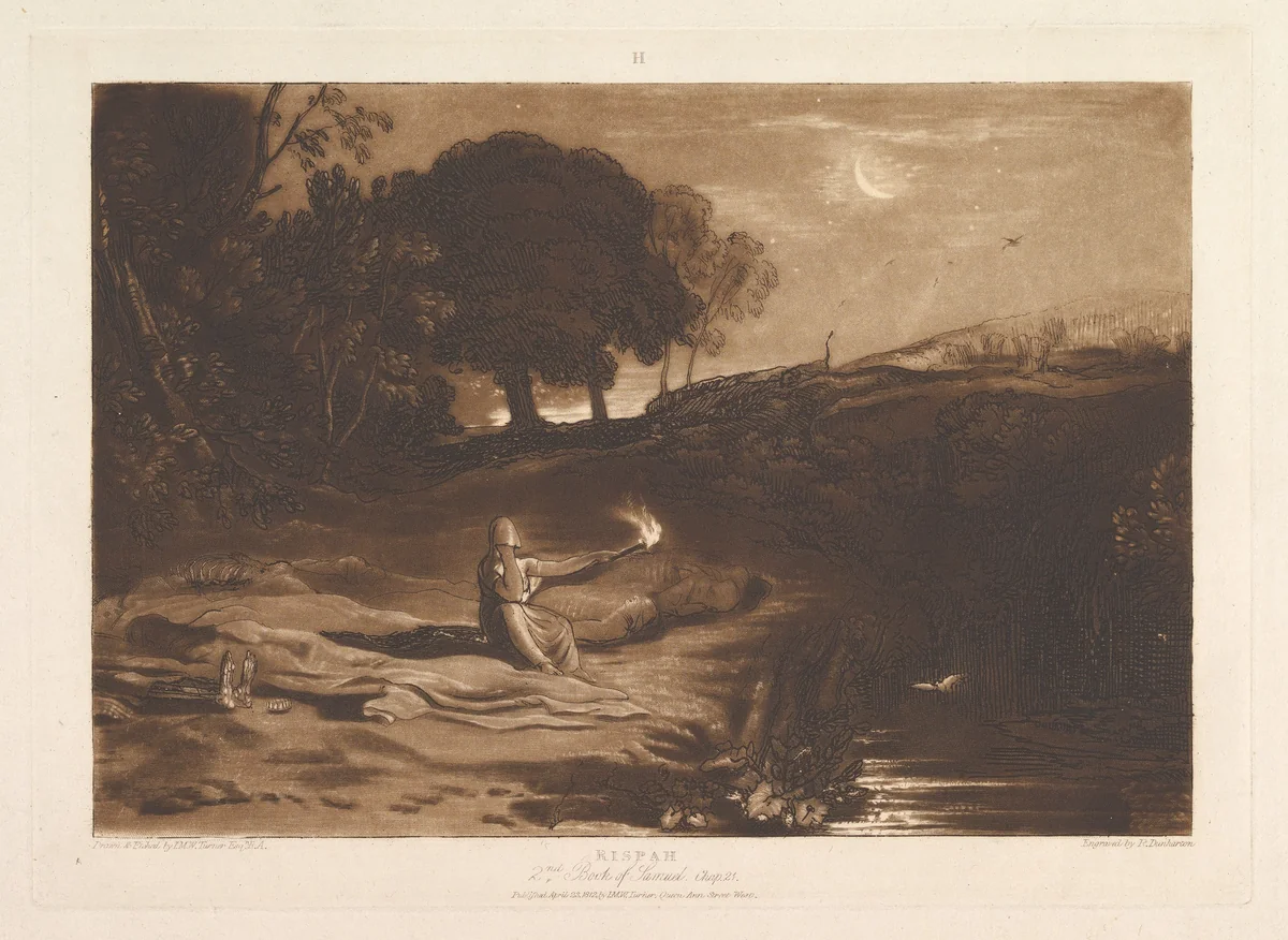 Rispah, 2nd Book of Samuel, Chapter 21 (Liber Studiorum, part IX, plate 46) by Joseph Turner, print, 1812