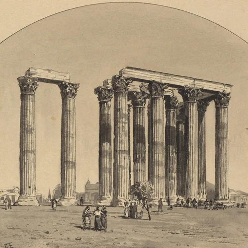 Temple of Olympian Zeus by Themistocles von Eckenbrecher, drawing, 1890