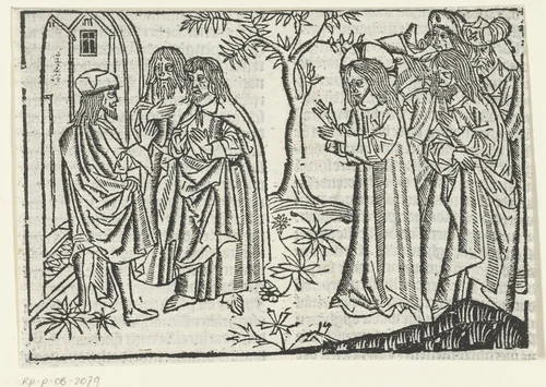 Een Samaritaan weigert Christus te ontvangen by Unknown, print, 1480-1500
