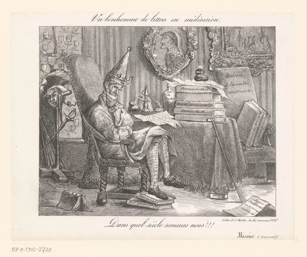 Karikatuur van een geleerde by anonymous, other, 1821