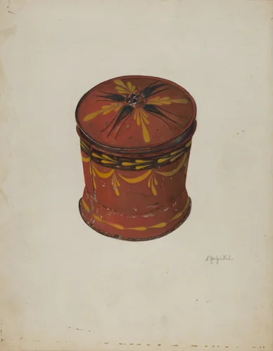Toleware Sugar Bowl by Sara Garfinkel, index of american design, 1940