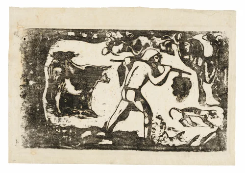 Tahitian Carrying Bananas, from the Suite of Late Wood-Block Prints by Paul Gauguin, print, 1898-1899