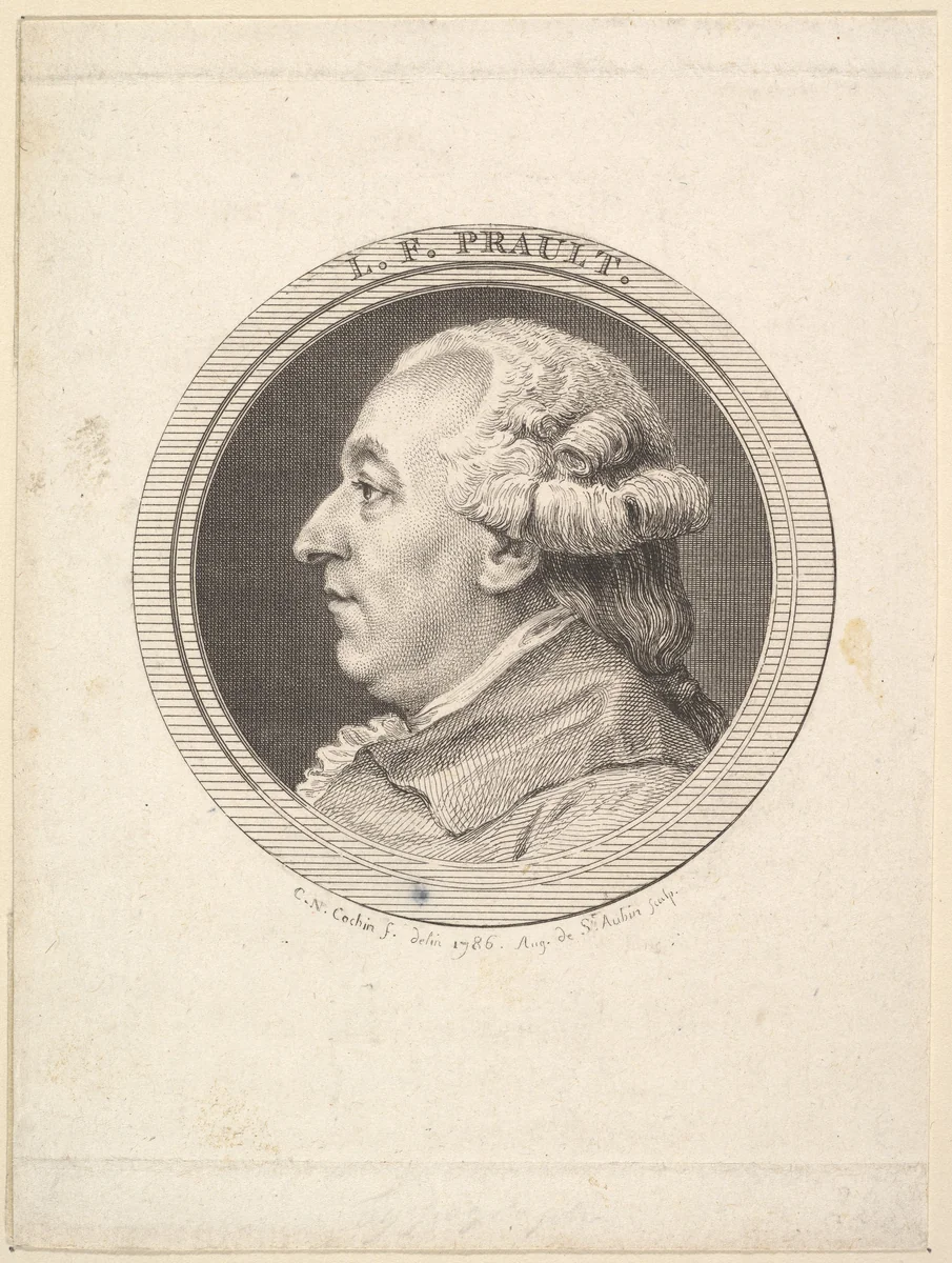 Portrait of L. F. Prault by Augustin de Saint-Aubin, print, 1787