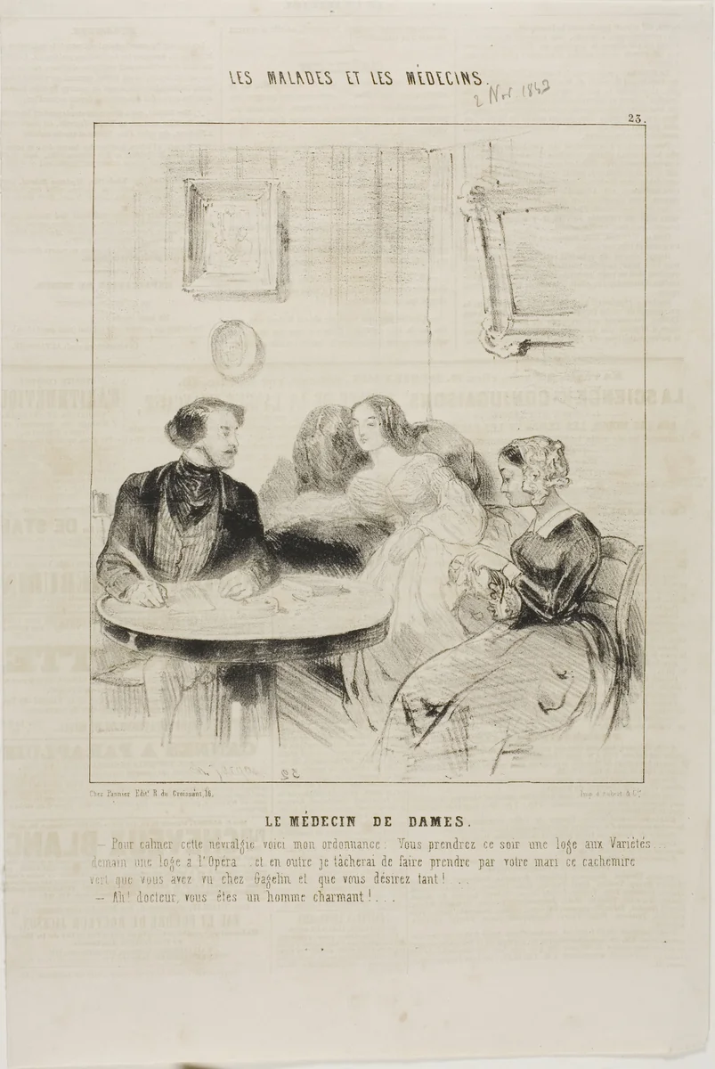 The Ladies' Doctor (plate 23) by Charles-Émile Jacque, print, 1843