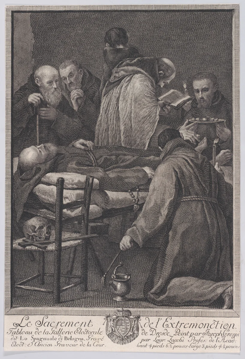 Extreme Unction, from "The Seven Sacraments" by Lorenzo Zucchi, print, 1767